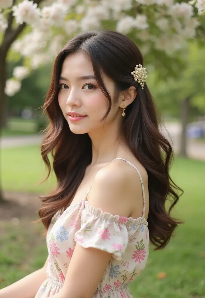 23 Hairstyles to Hide Bangs Perfectly and Stylishly - 22. Simple Half-Up Ponytail