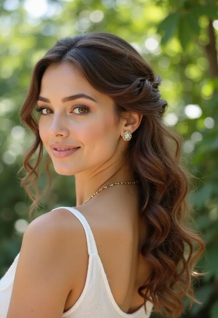 23 Hairstyles to Hide Bangs Perfectly and Stylishly - 4. Twisted Half-Up Style