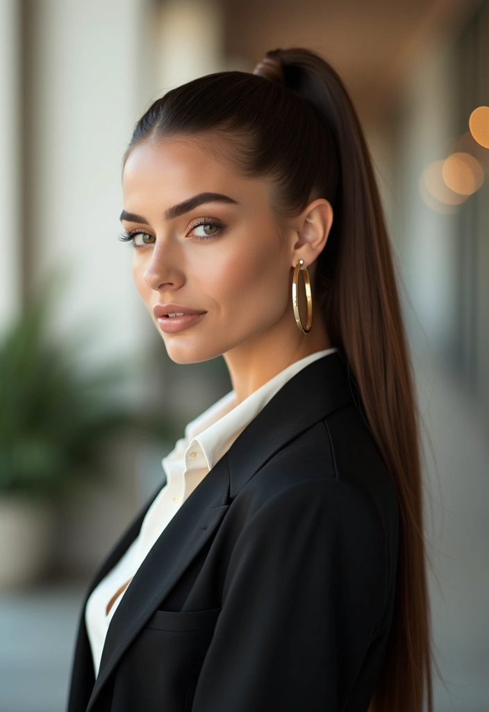 23 Hairstyles to Hide Bangs Perfectly and Stylishly - 6. Classic Ponytail