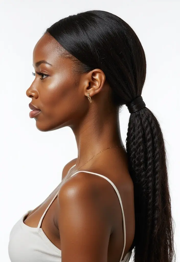 24 Beautiful Hairstyles Over Locs to Flaunt Your Style - 10. Low Ponytail with a Twist