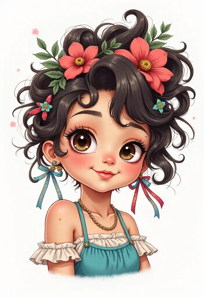 24 Creative Hairstyles Drawing Ideas for Inspiration - 1. Whimsical Curls