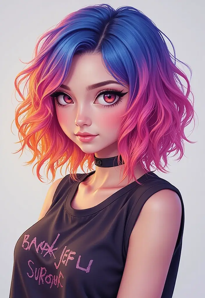 24 Creative Hairstyles Drawing Ideas for Inspiration - 15. Colorful Ombre Hairstyles