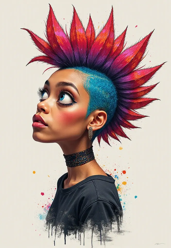 24 Creative Hairstyles Drawing Ideas for Inspiration - 16. Artistic Mohawks