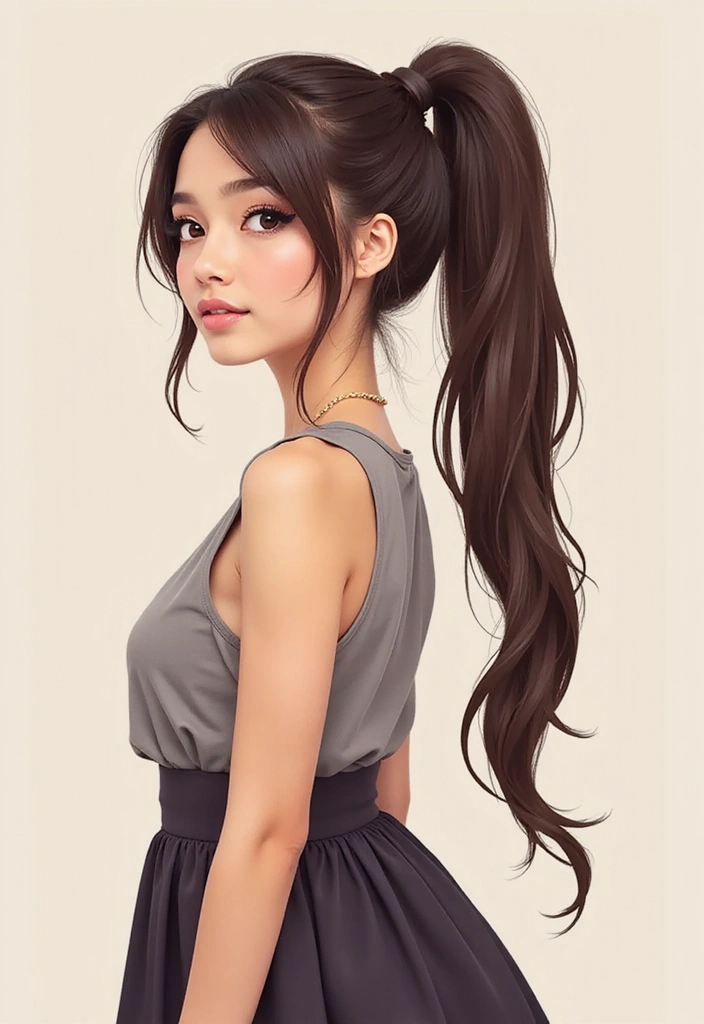 24 Creative Hairstyles Drawing Ideas for Inspiration - 17. Classic Long Ponytail