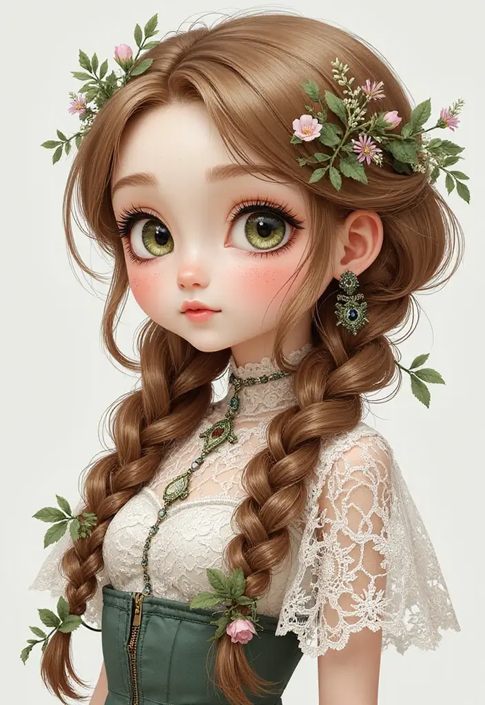 24 Creative Hairstyles Drawing Ideas for Inspiration - 19. Intricate Lace Braids