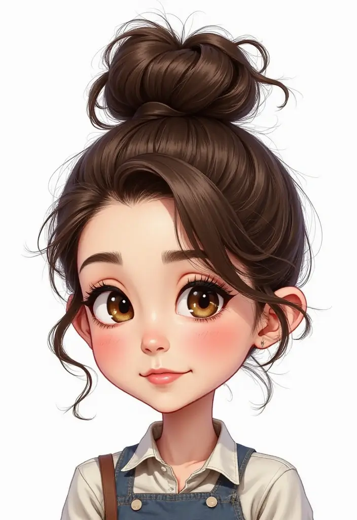 24 Creative Hairstyles Drawing Ideas for Inspiration - 7. Messy Top Knots