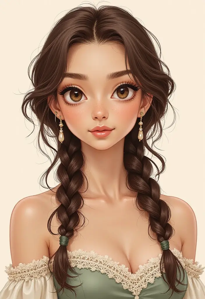24 Creative Hairstyles Drawing Ideas for Inspiration - 9. Retro Fishtail Braids