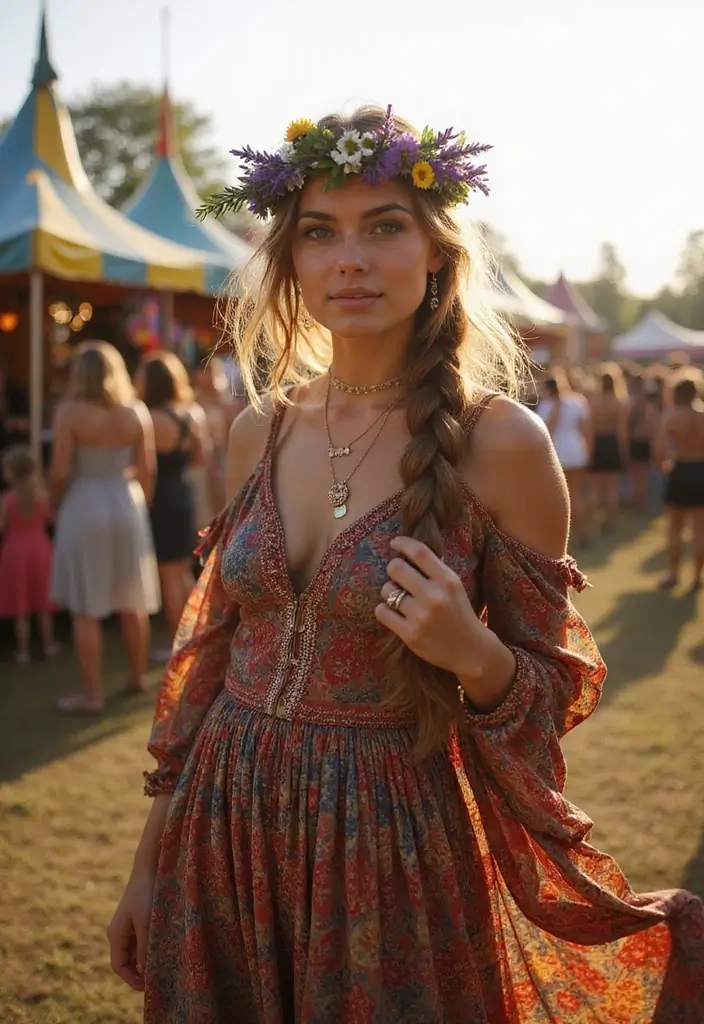 24 Effortless Bohemian Hairstyles Down for Festivals - 17. Crown Braid