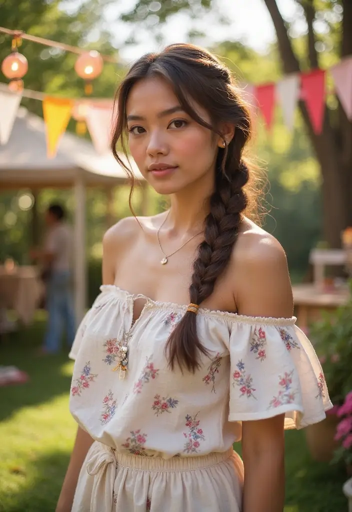 24 Effortless Bohemian Hairstyles Down for Festivals - 8. Twisted Side Braid