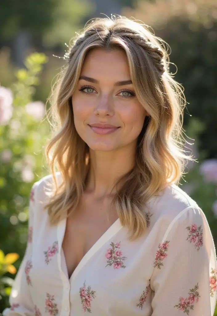 24 Hair Styles for Short Hair That Are Fun and Easy - 10. Half-Up Braid with Loose Waves