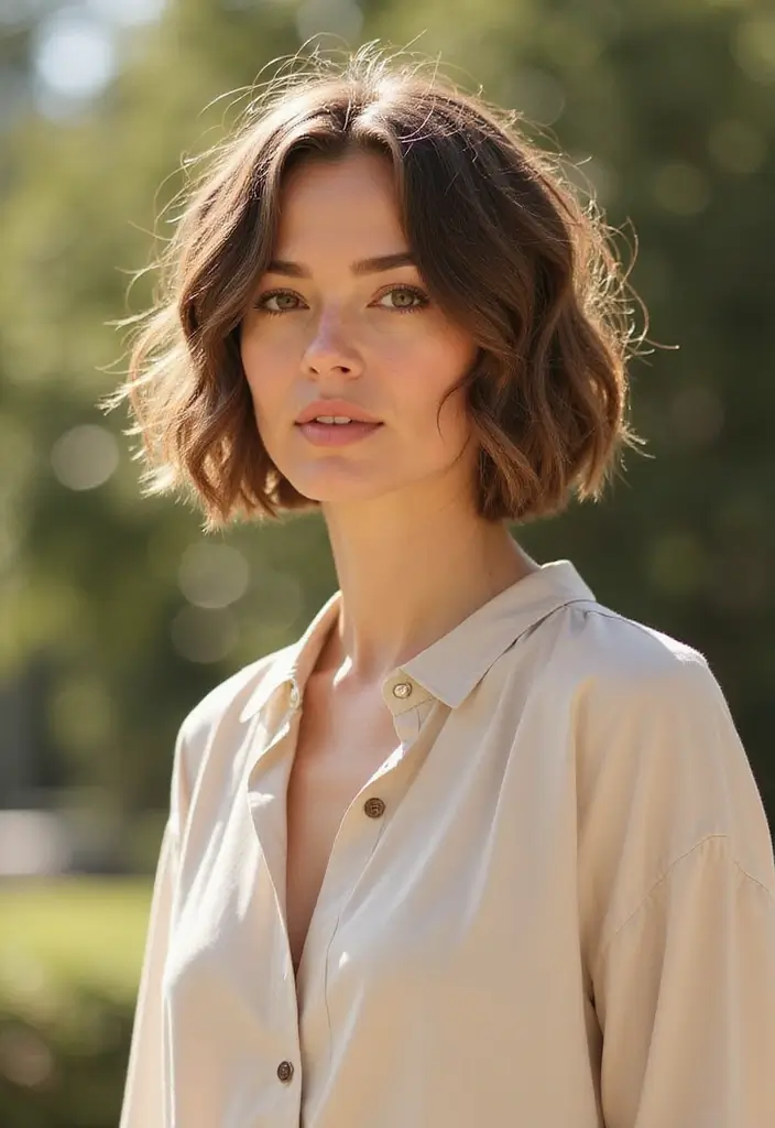 24 Hair Styles for Short Hair That Are Fun and Easy - 18. Textured Waves with Accent Braid