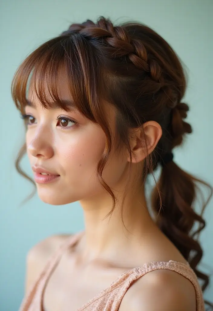 24 Hair Styles for Short Hair That Are Fun and Easy - 23. Layered Braid Ponytail