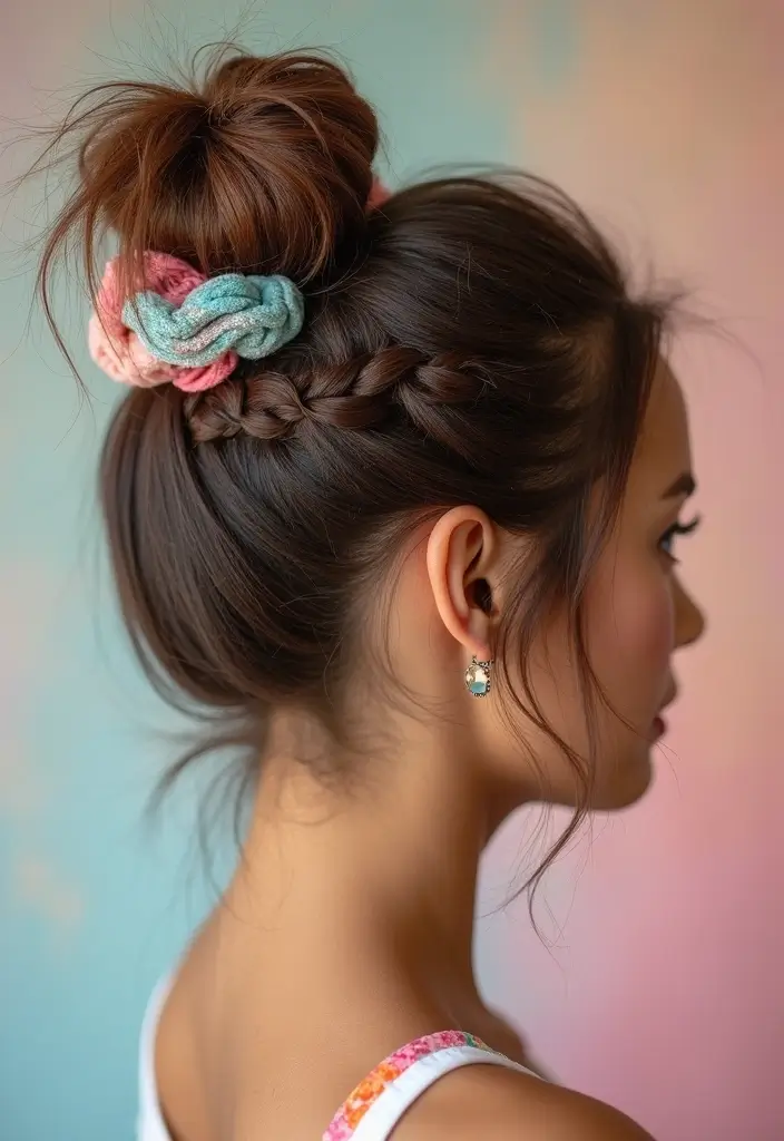 24 Hair Styles for Short Hair That Are Fun and Easy - 4. Messy Bun with Braid