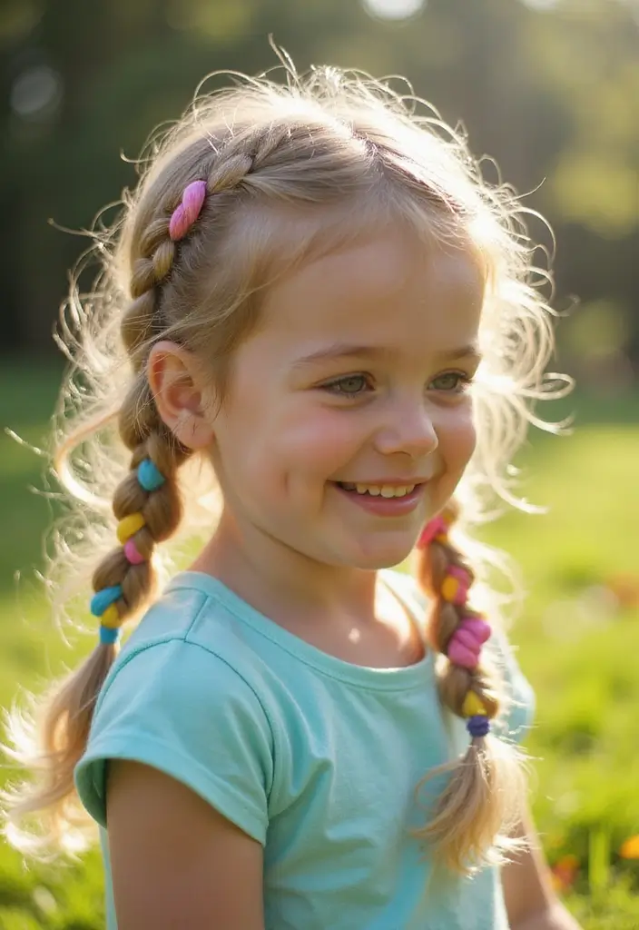24 Hairstyles for Thin Hair for Kids That Are Fun - 13. Bubble Braid Hairstyle