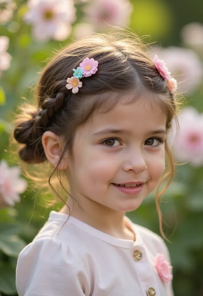 24 Hairstyles for Thin Hair for Kids That Are Fun - 15. Twisted Low Bun