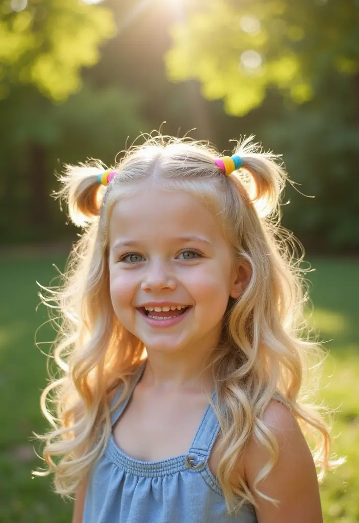 24 Hairstyles for Thin Hair for Kids That Are Fun - 22. Simple Clip-In Color Extensions