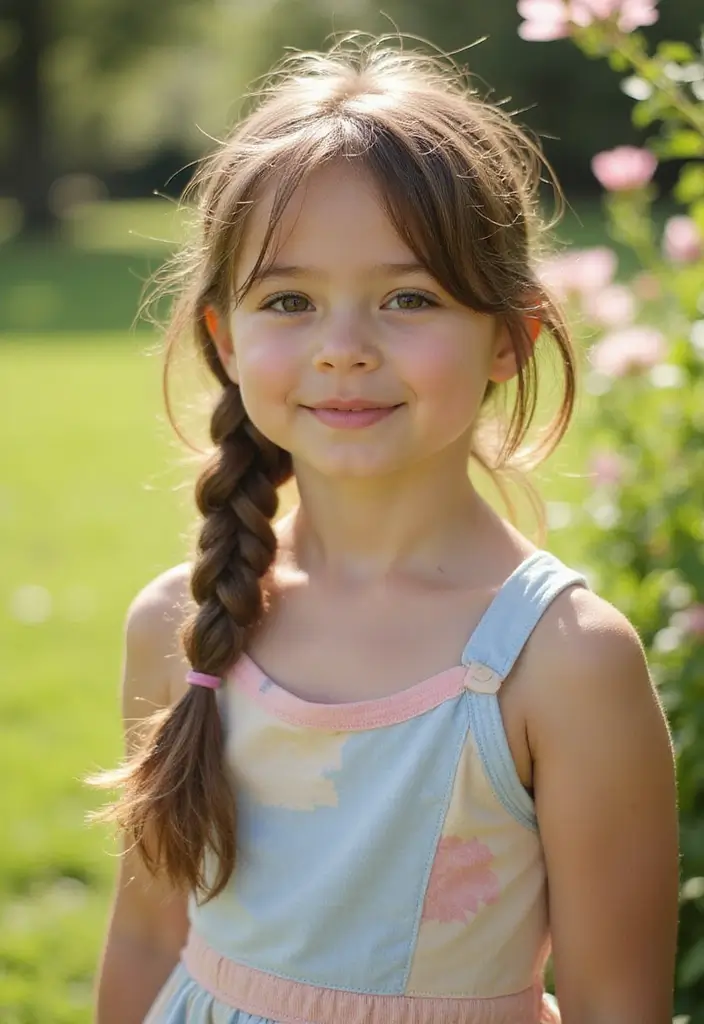 24 Hairstyles for Thin Hair for Kids That Are Fun - 5. Side-Swept Fishtail Braid