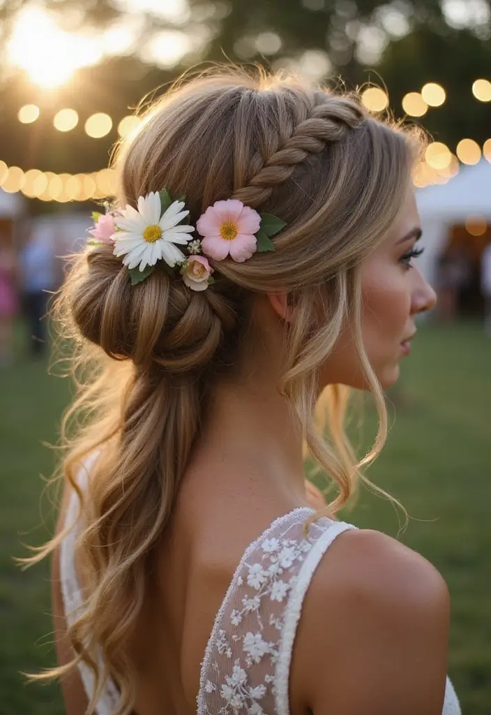24 Hairstyles to Do with Braids for a Unique Look - 5. Braided Updo with Flowers