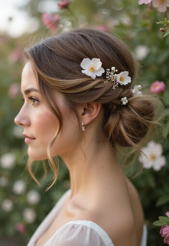 24 Low Maintenance Short Haircuts for Wavy Hair - 13. Wavy Half-Up Style