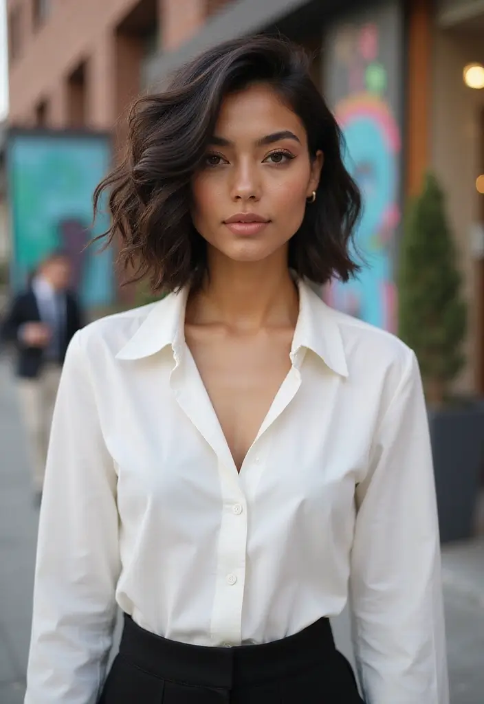 24 Low Maintenance Short Haircuts for Wavy Hair - 9. Asymmetrical Wavy Bob