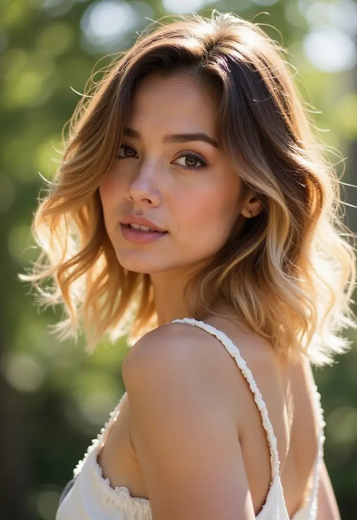 24 Medium Length Shag Haircuts for a Trendy Look - 3. Shaggy Layers with Ombre