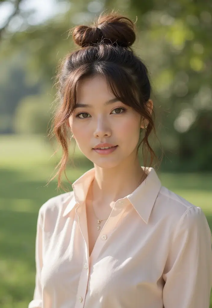 24 Volumizing Hairstyles for Thin Hair That Actually Work - 13. Top Knot