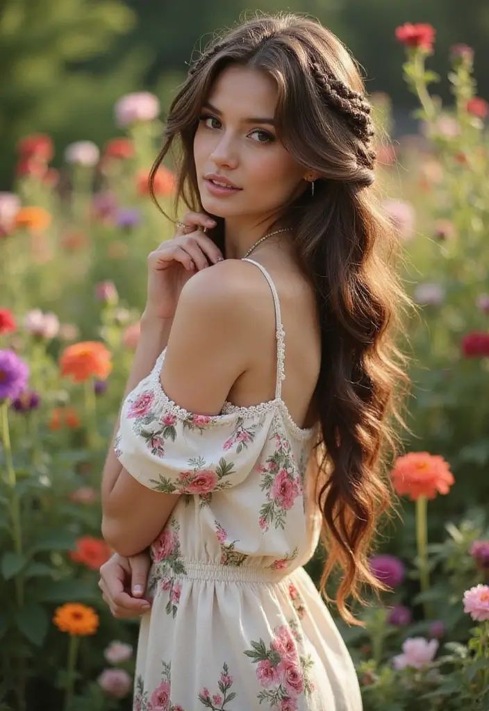 25 Bohemian-Inspired Hair Styles for Long Hair That Inspire - 15. Wavy Hair with Cascading Braids
