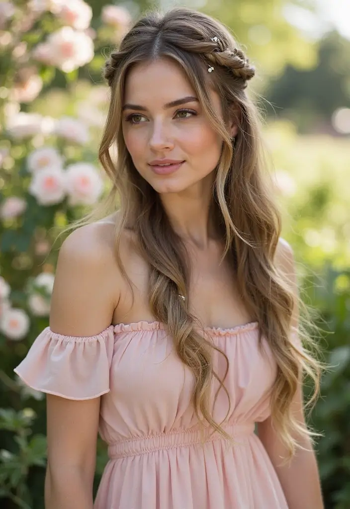 25 Bohemian-Inspired Hair Styles for Long Hair That Inspire - 3. Half-Up Half-Down Twisted Style