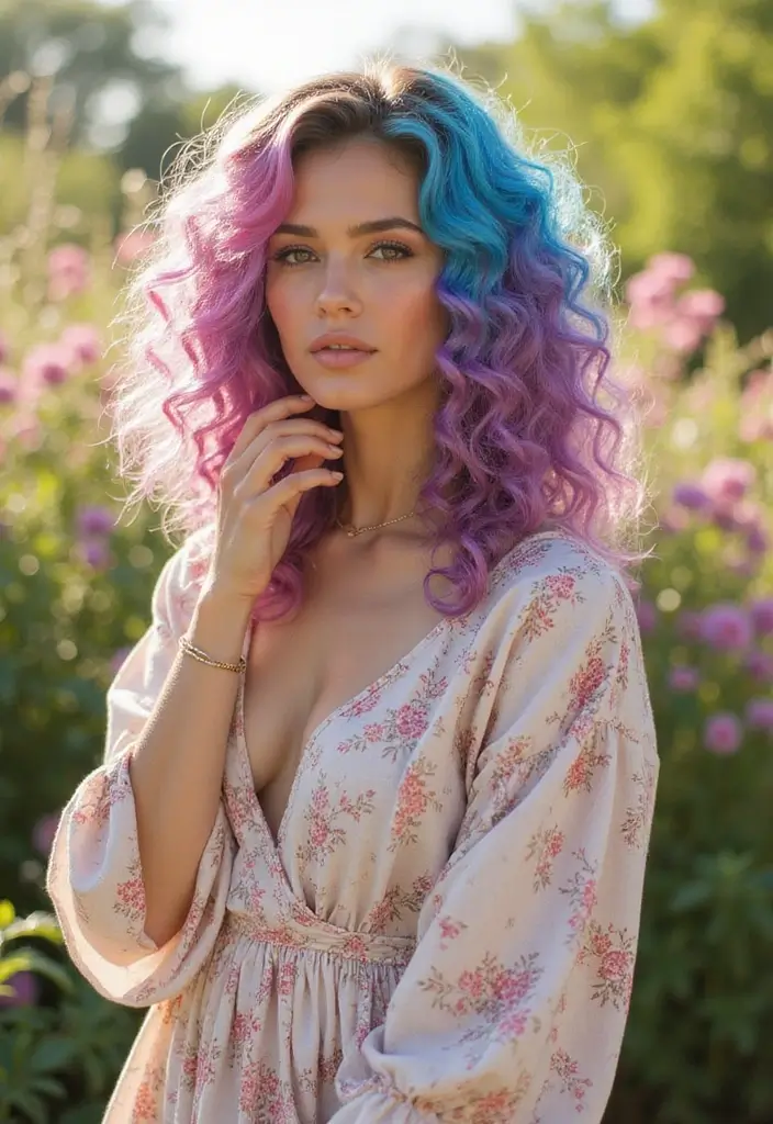 25 Gorgeous Hairstyles Natural to Embrace Your Roots - 25. Curls with Color