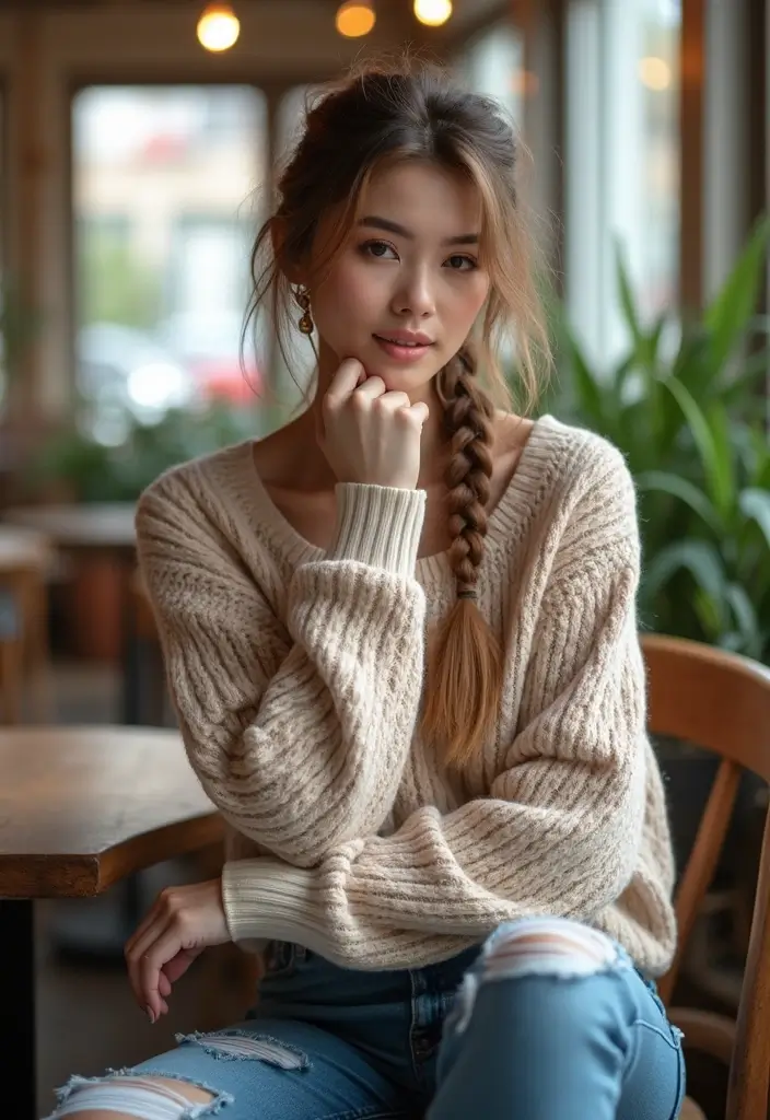 25 Hair Styles Simple and Stylish for Every Day - 2. Messy Side Braid