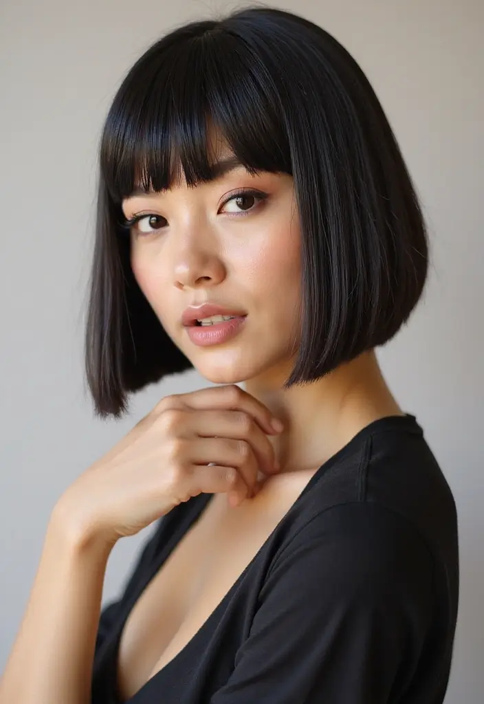 25 Haircut Inspo Medium Styles for Everyday Looks - 4. Blunt Bob with Bangs
