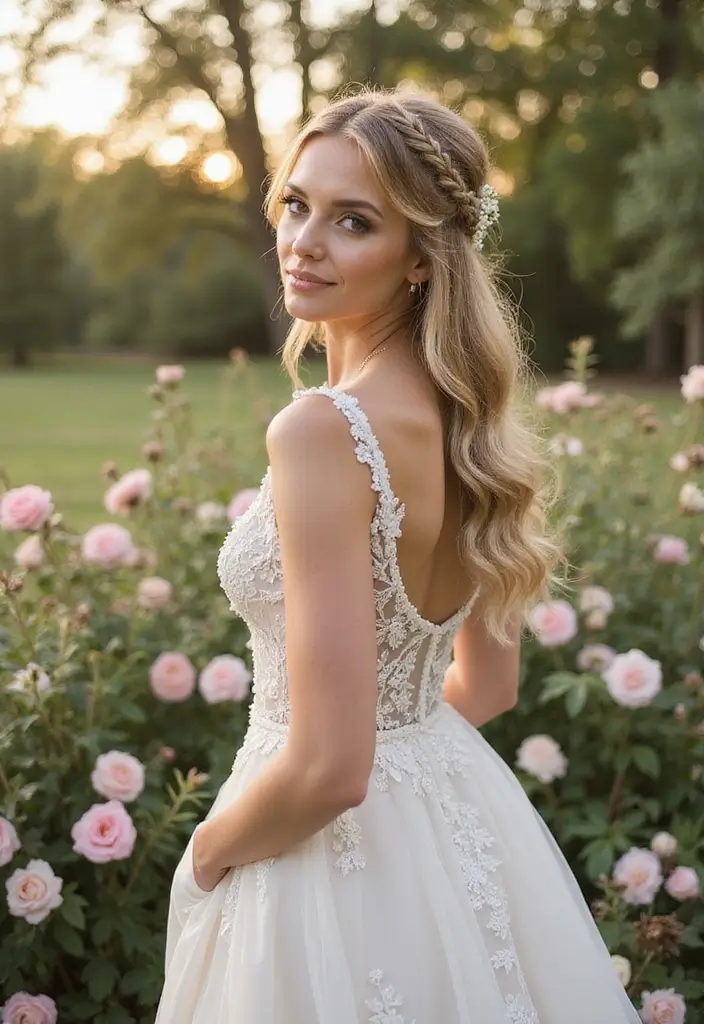 25 Hairstyles for Thin Hair for Wedding Perfect Looks - 3. Half-Up Braided Crown