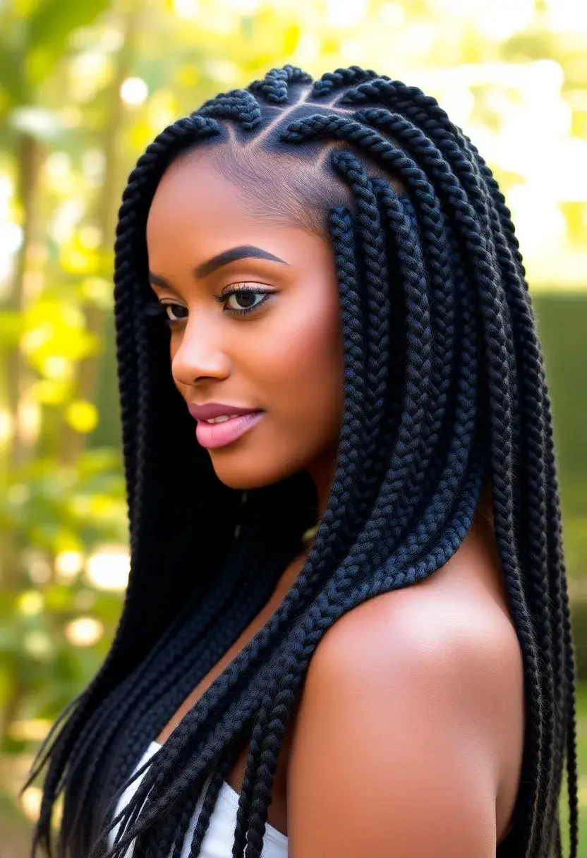 25 Hairstyles to Do with Knotless Braids for a Fresh Look - 2. Half-Up, Half-Down