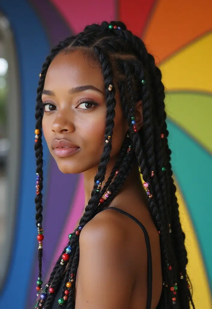 25 Hairstyles to Do with Knotless Braids for a Fresh Look - 4. Box Braids with a Twist