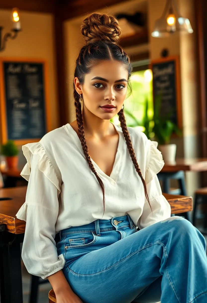 25 Hairstyles to Do with Knotless Braids for a Fresh Look - 8. Messy Bun