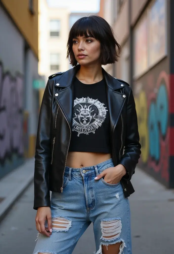 25 Medium Length Haircuts for Straight Hair to Try - 11. Edgy Undercut Bob with Side Bangs