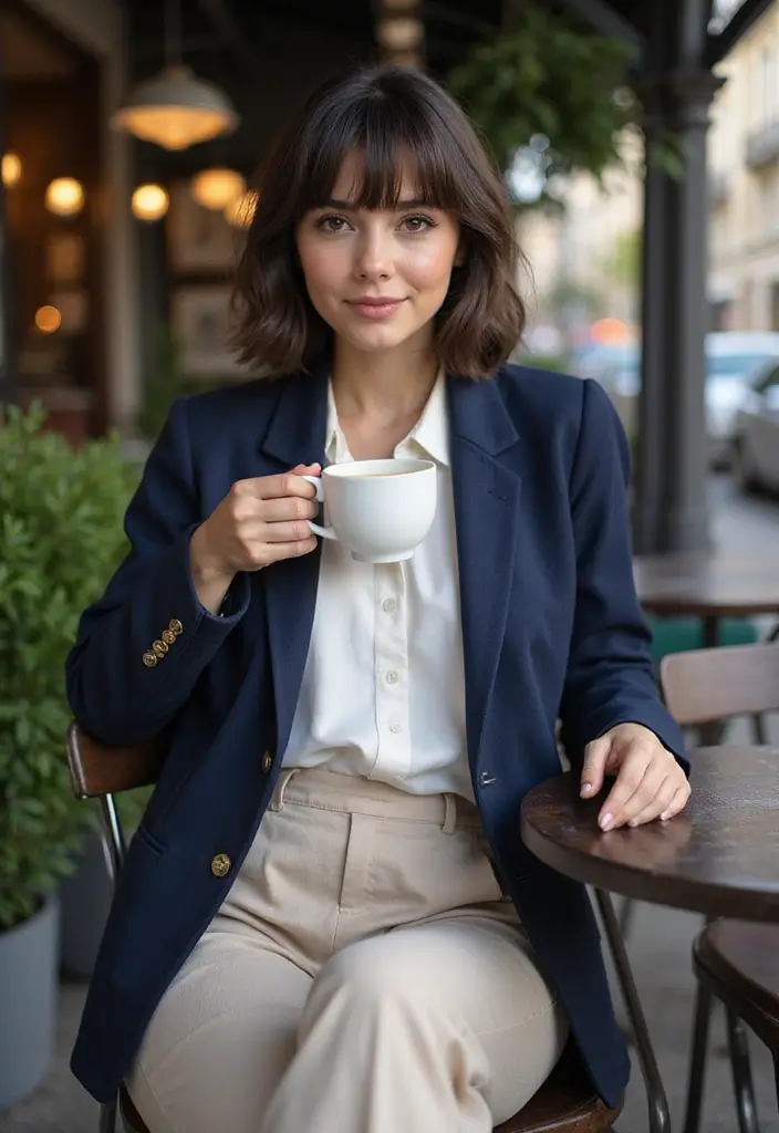 25 Medium Length Haircuts for Straight Hair to Try - 12. Classic French Bob with Baby Bangs