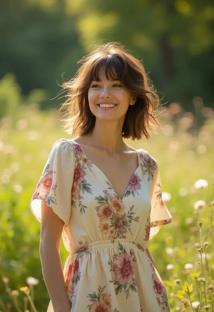 25 Medium Length Haircuts for Straight Hair to Try - 3. Textured Shag with Curtain Bangs