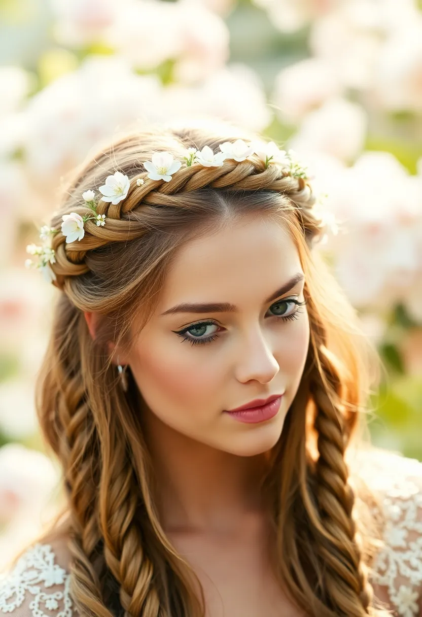 25 Updos for Fine Thin Hair That Look Gorgeous - 11. Soft Braid Crown