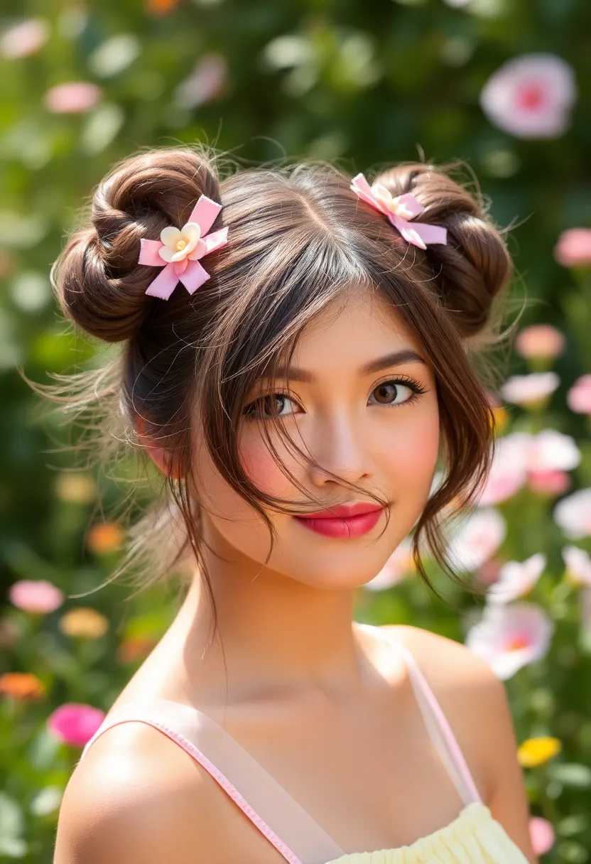 25 Updos for Fine Thin Hair That Look Gorgeous - 21. Double Bun Charm
