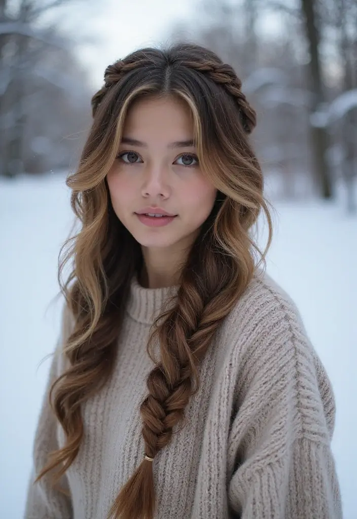 25 Winter Haircuts for Long Hair to Stay Stylish - 14. Layered Braid