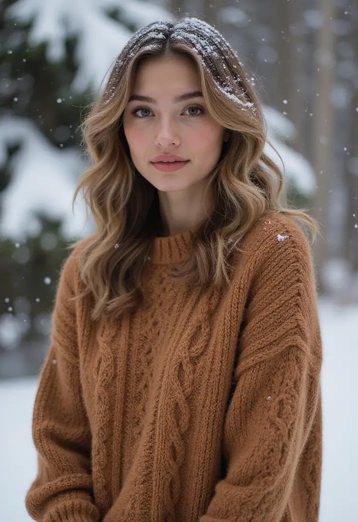 25 Winter Haircuts for Long Hair to Stay Stylish - 19. Layered Half-Up, Half-Down