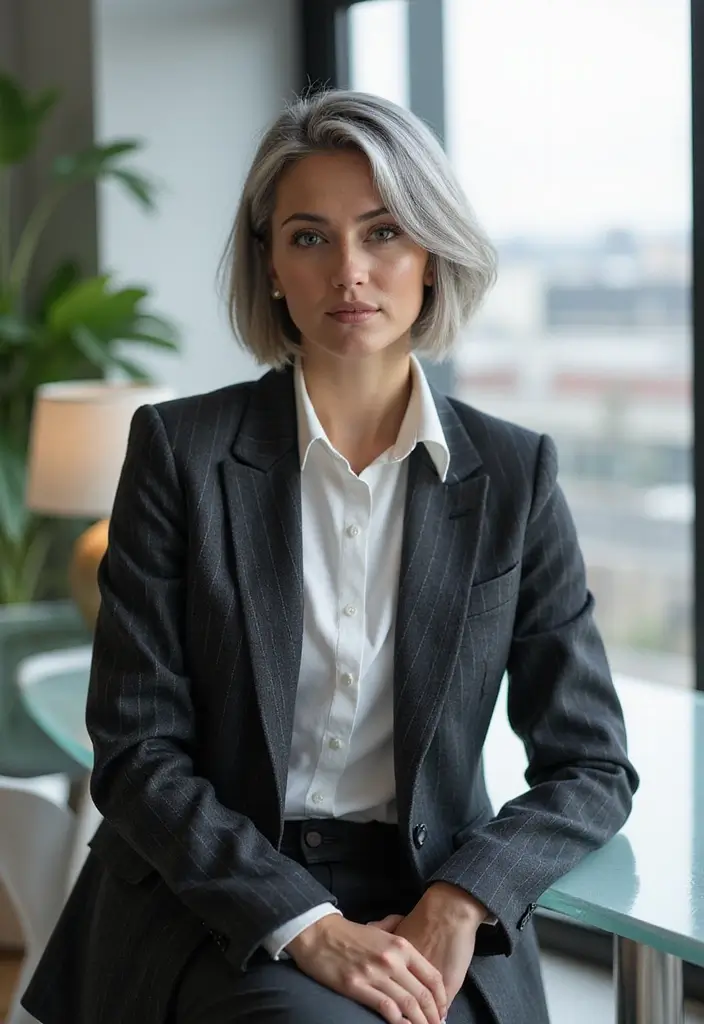 25 Youthful Gray Bob Hairstyles That Look Fresh - 11. Sleek Bob