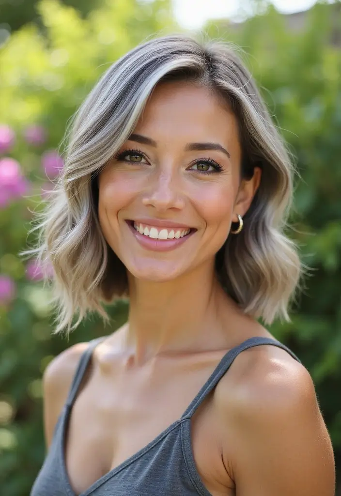 25 Youthful Gray Bob Hairstyles That Look Fresh - 13. Bob with Highlights