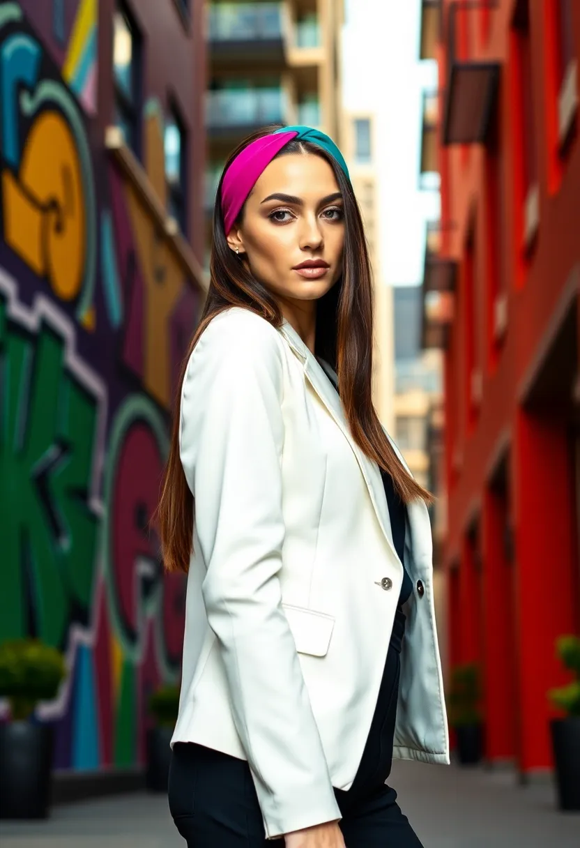 26 Cute Hairstyles with Headbands for Every Style - 18. Straight Hair with a Color Block Headband