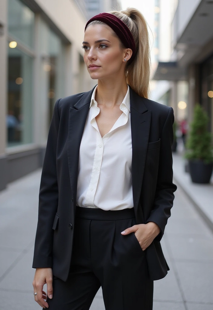 26 Cute Hairstyles with Headbands for Every Style - 2. Sleek Ponytail with a Velvet Headband