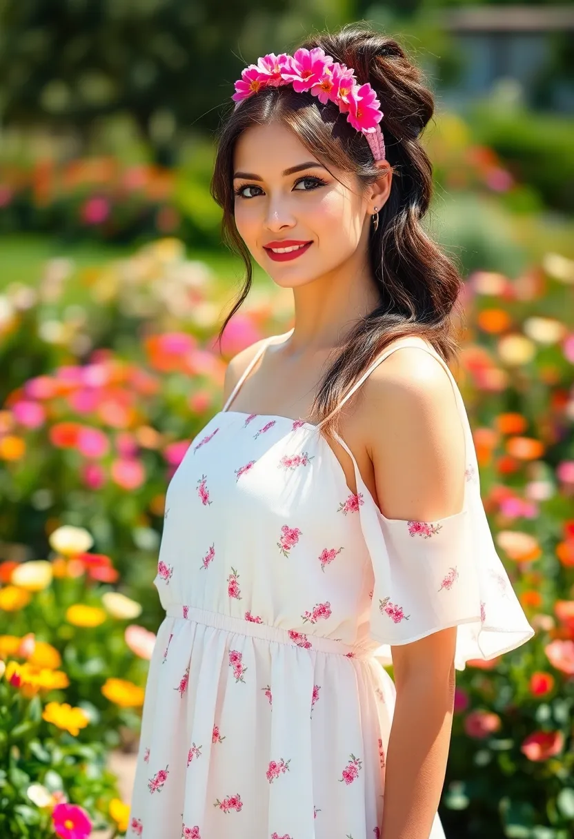 26 Cute Hairstyles with Headbands for Every Style - 23. Puffed Up Half Pony with a Floral Headband