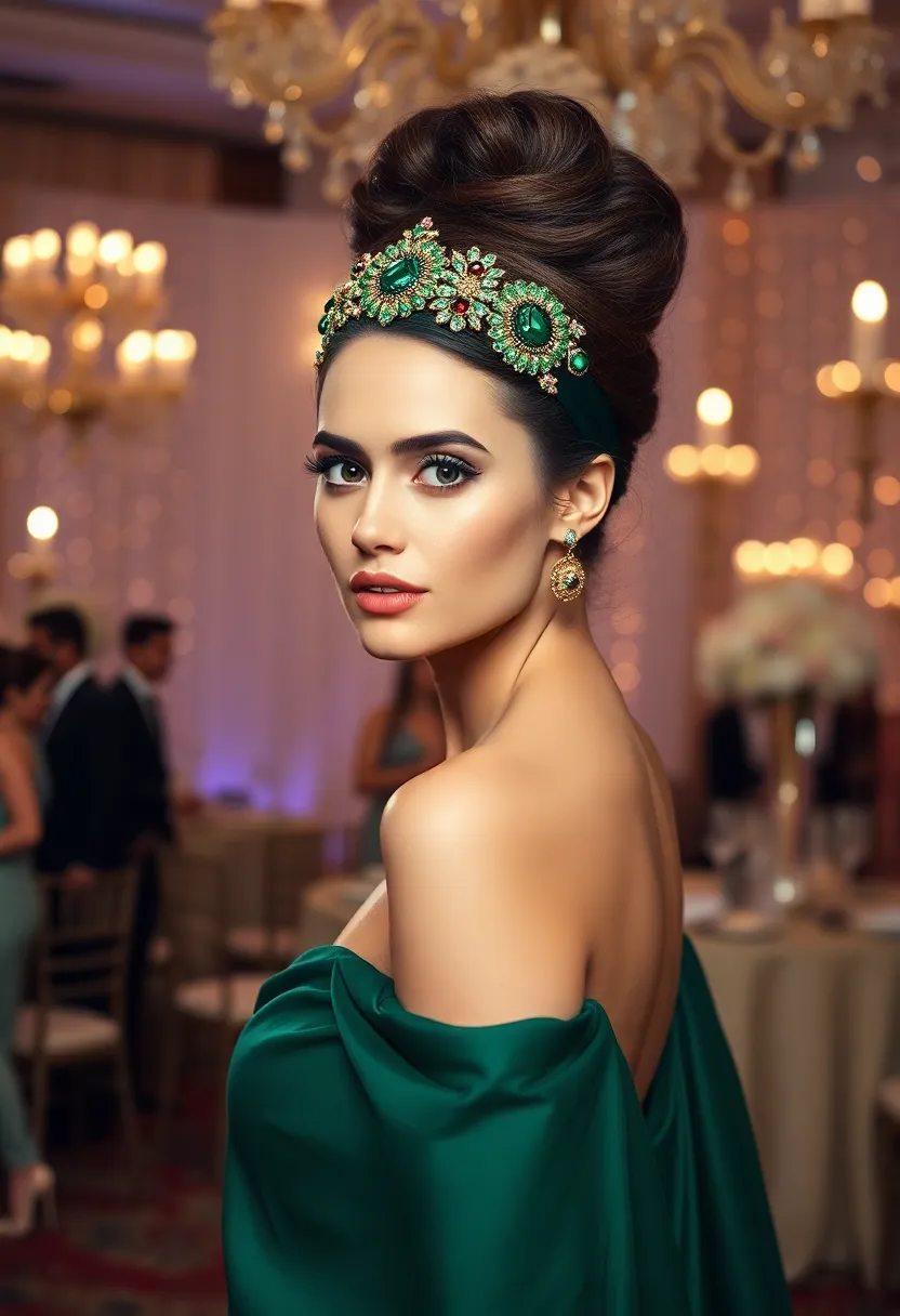 26 Cute Hairstyles with Headbands for Every Style - 26. Dramatic Updo with a Statement Headband