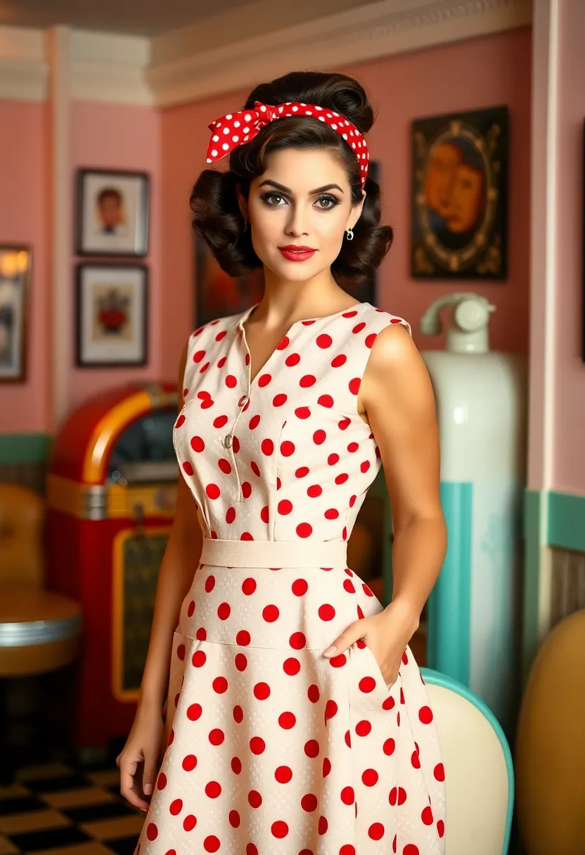 26 Cute Hairstyles with Headbands for Every Style - 5. Retro Roll with a Polka Dot Headband