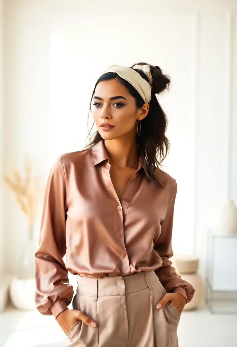 26 Cute Hairstyles with Headbands for Every Style - 7. Classic Top Knot with a Satin Headband